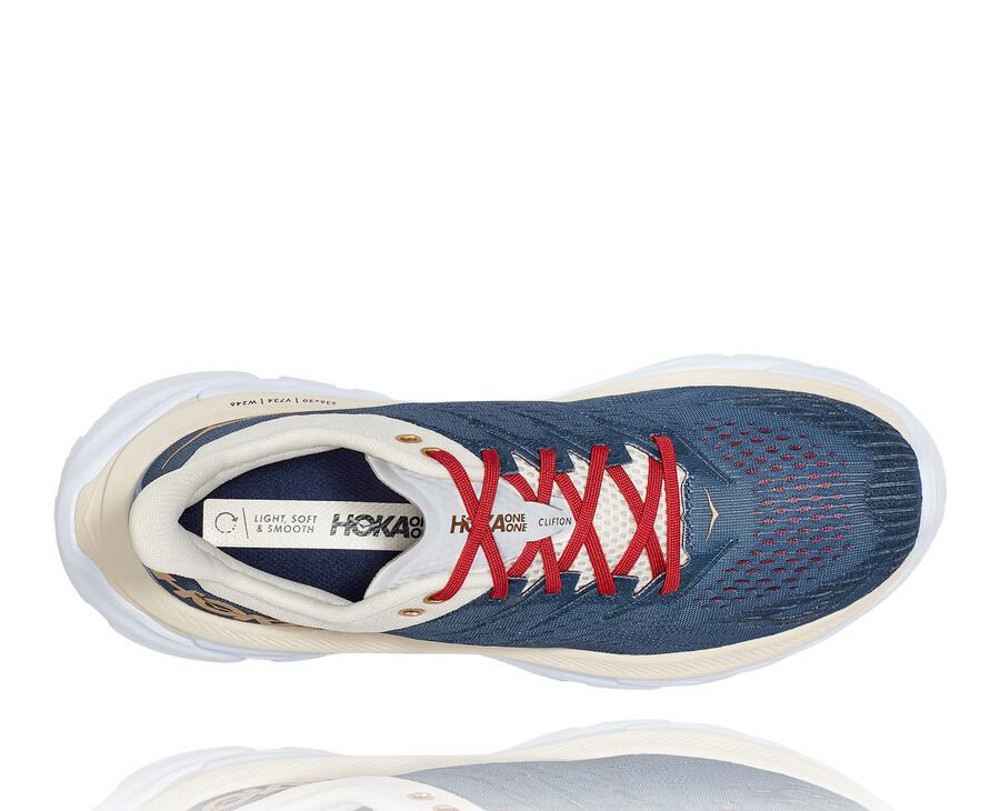 Hoka One One Running Shoes Mens Blue/White - Clifton Edge - 19370YHEP